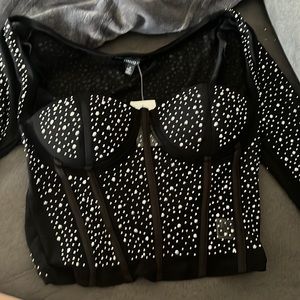 long sleeve sparkle crop top